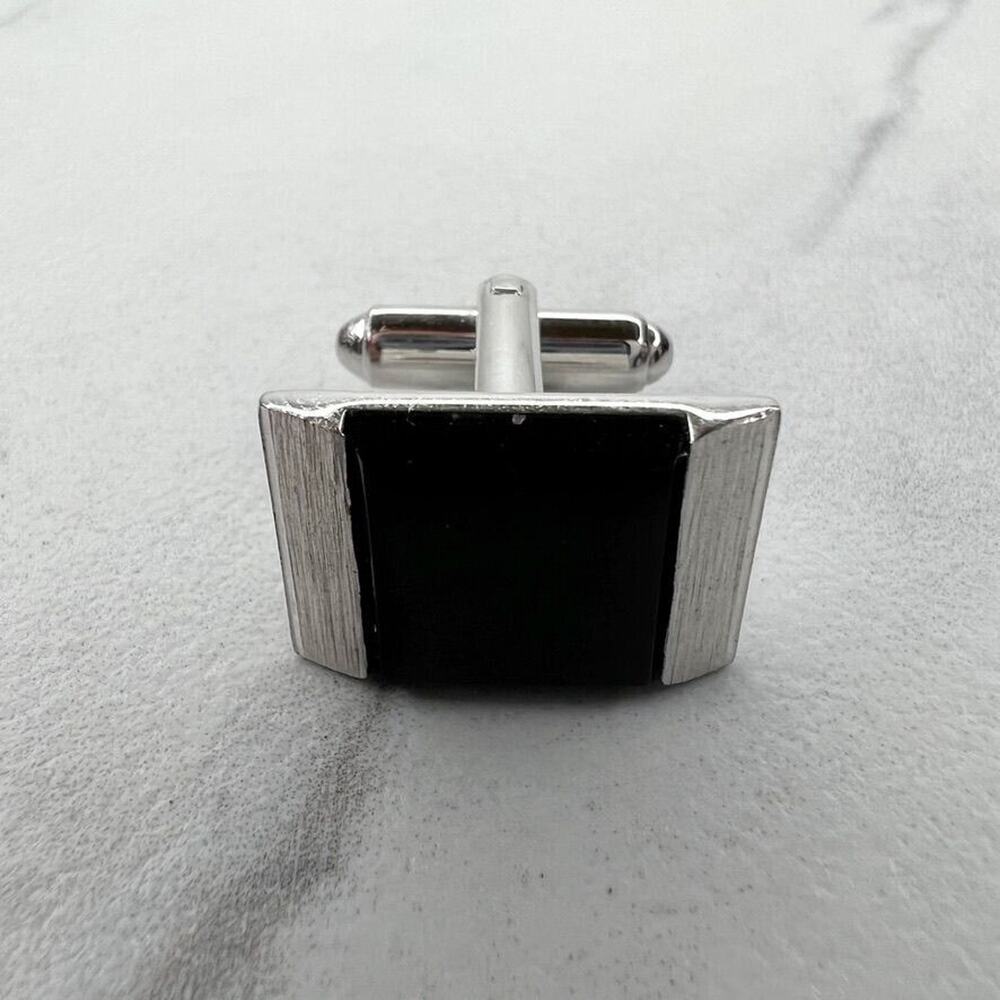 Dante Vintage Silver Tone and Black Single Cufflink